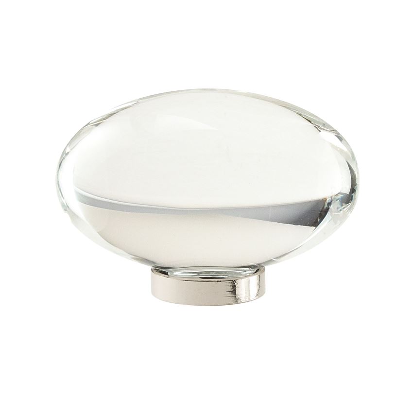 Glacio Oval Knob, 1-3/4 in (44 mm), Clear / Polished Nickel