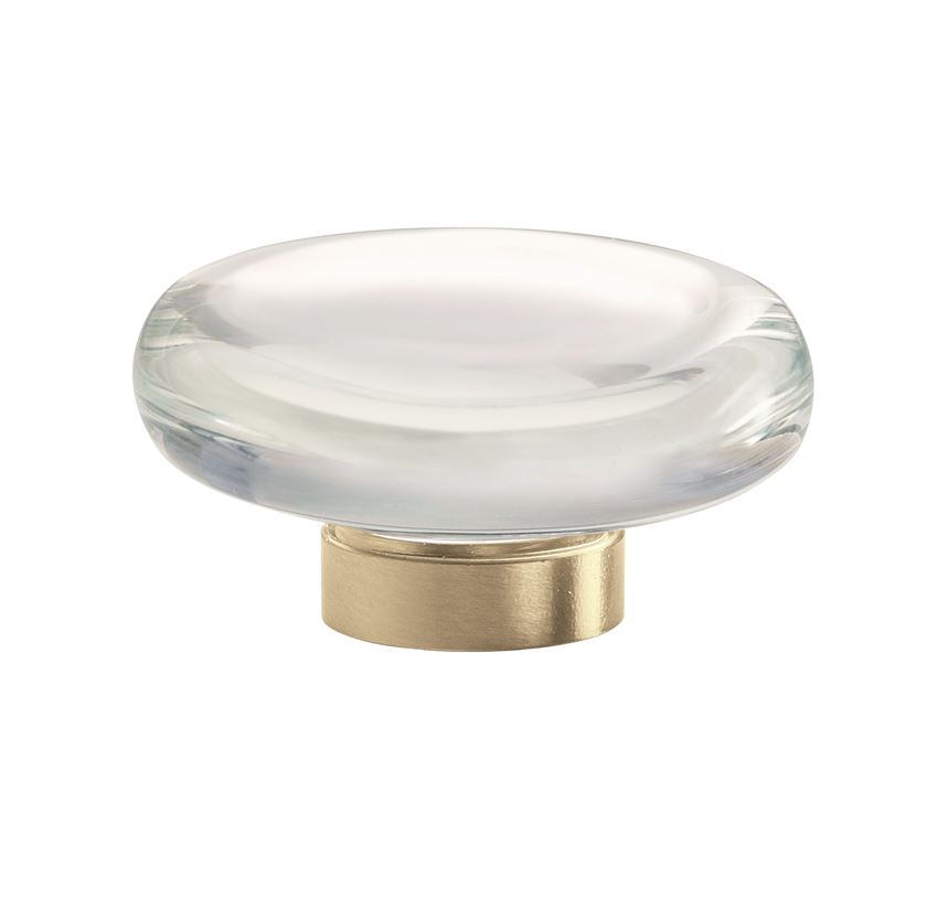 Glacio Round Knob, 1-3/4 in (44 mm), Clear / Golden Champagne