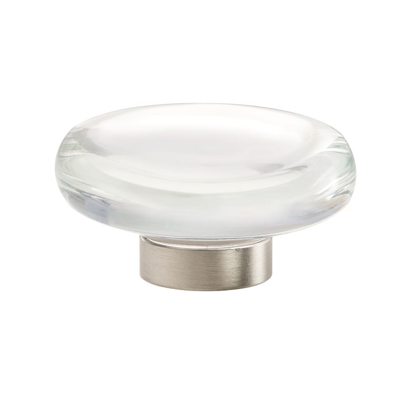 Glacio Round Knob, 1-3/4 in (44 mm), Clear / Satin Nickel