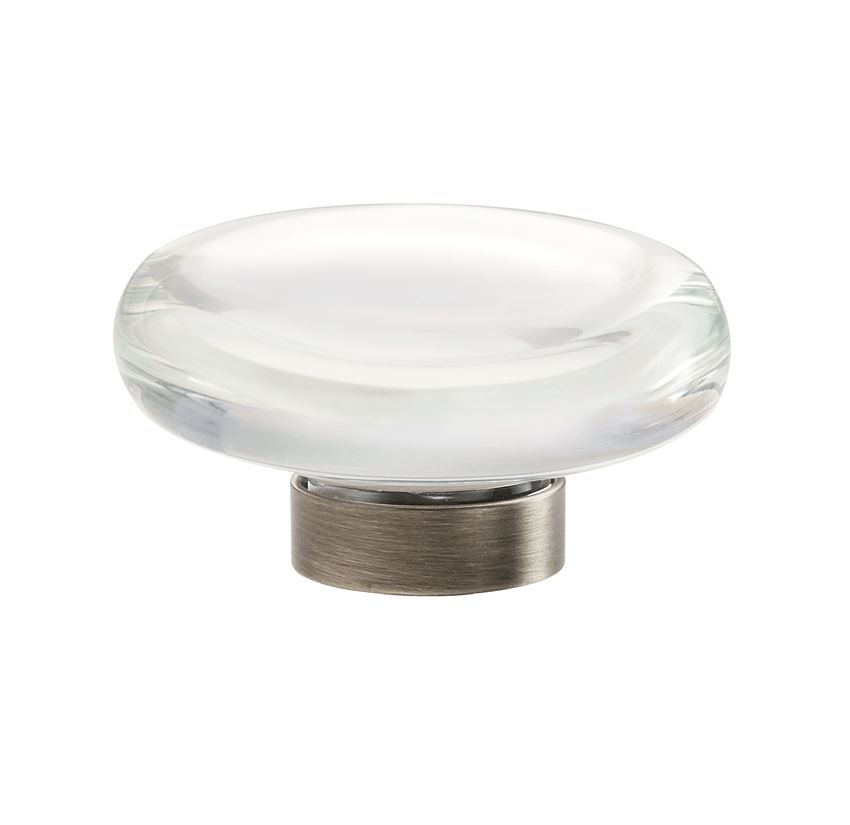 Glacio Round Knob, 1-3/4 in (44 mm), Clear / Gunmetal