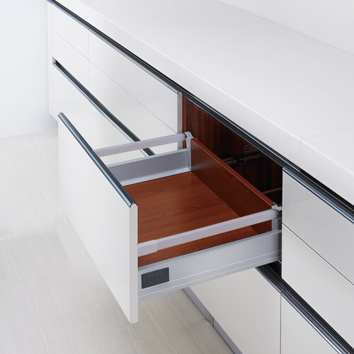 Doublewall Deep Drawer, Regular Boxside with 1 Square Rail and 83 mm Drawer Height