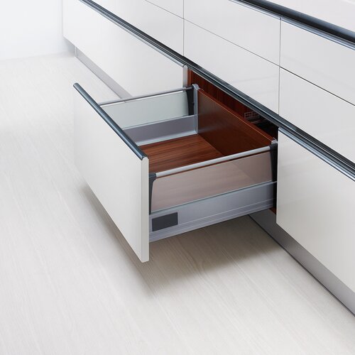Doublewall Pots & Pans Drawer - Glass Sides, Glass Boxside with Round Rails and 83 mm Drawer Height