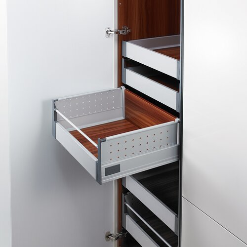 Doublewall Pots & Pans Drawer - Metal Sides - Internal, High Metal Boxside with Round Rails and 83 mm Drawer Height