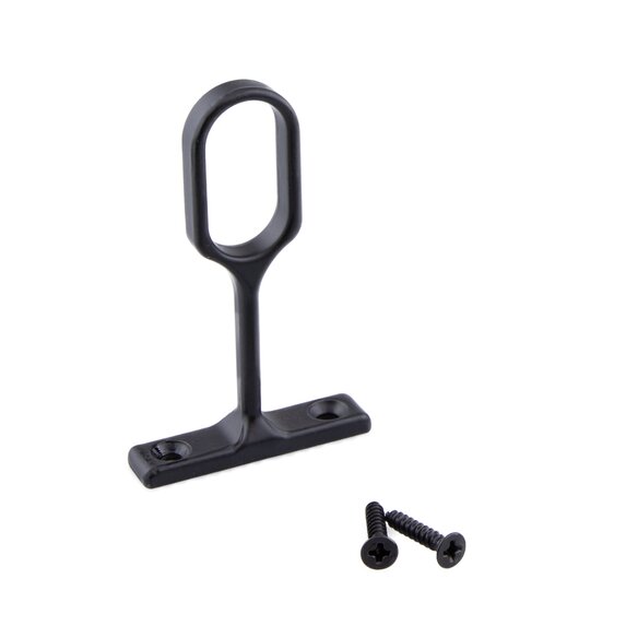 Central Closet Rod Holder for Oval Steel Rods, Matte Black