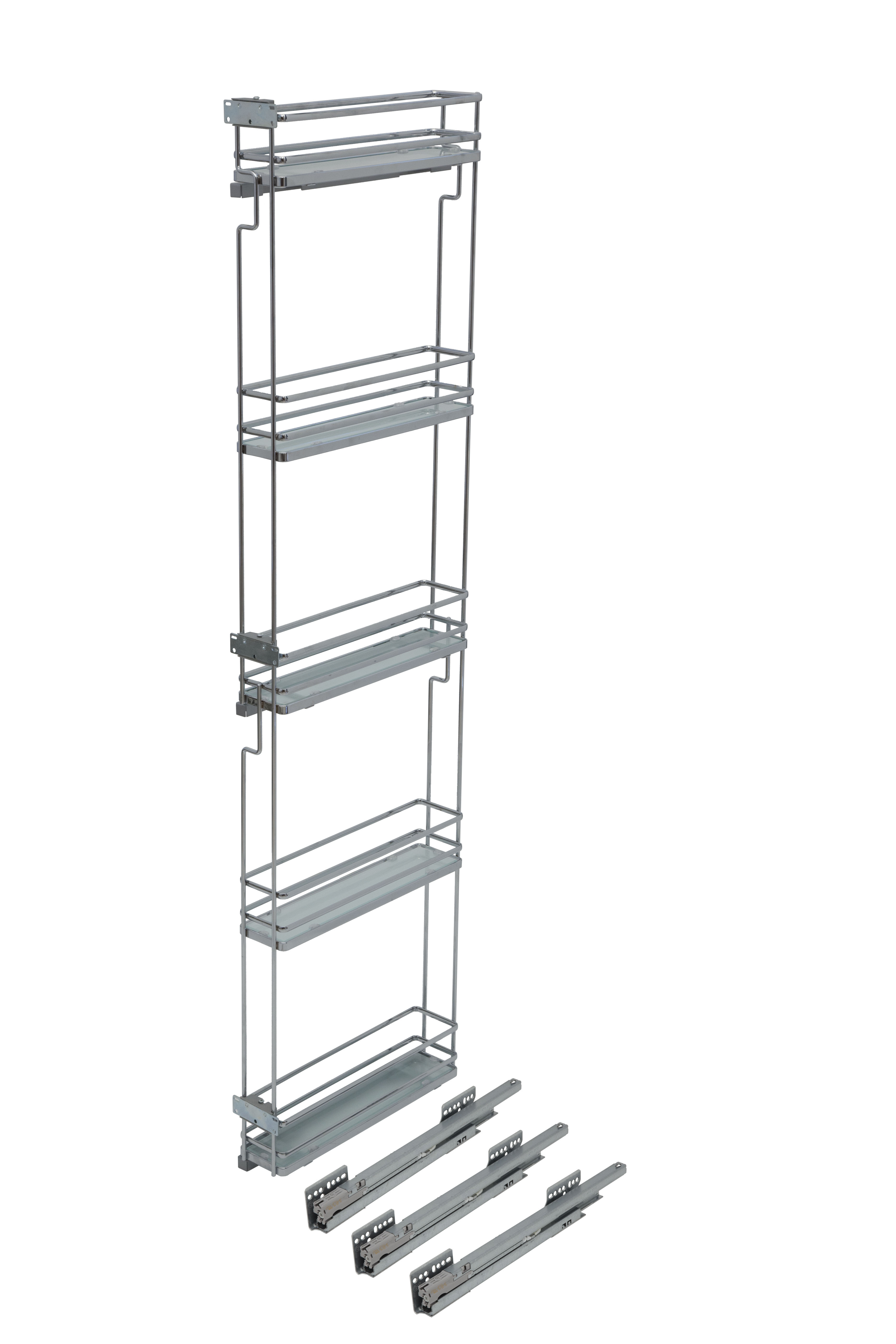 Vibo Filler Pull Outs for Narrow Pantry, White / Chrome